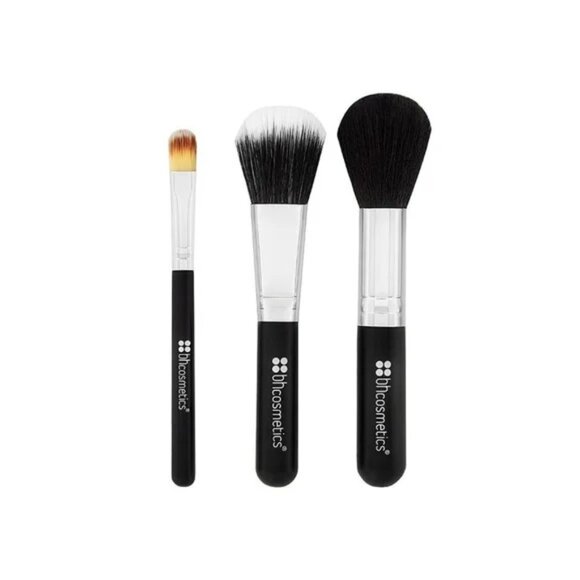 BH Cosmetics Face Essentials To Go 3 Piece Makeup Brush Set w/ Travel Case - Picture 3 of 4